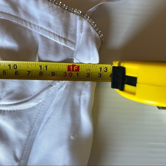 NEW ZARA RHINESTONE CORSET MIDI DRESS OYSTER WHITE | 1165/152 - Picture 9 of 15